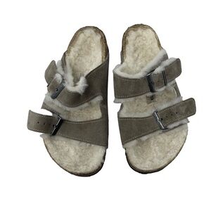 BIRKENSTOCK Arizona Shearling in Iron grey & Natural sz 36 L 5
